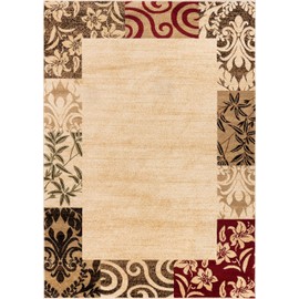 Well Woven Barclay Vane Willow Damask Beige Modern Area Rug 3'11'' X 5'3''