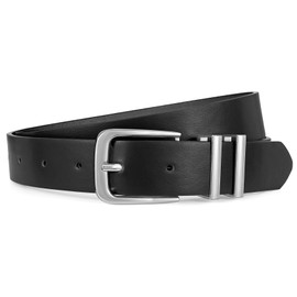 JASGOOD Women Leather Belt for Jeans Pants Fashion Ladies Leather Waist Belt Gold/Sliver Buckle Belt, Black(silver buckle), L