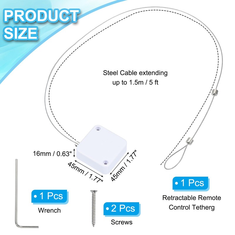 PATIKIL 5 ft Retractable Remote Control Tether, Security Cable Lanyard