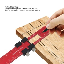 Woodworking Ruler, Injury Ruler, 6.3 inches (160 mm), Aluminum Alloy Precision Track, Marking Ruler, Includes Slide Stop