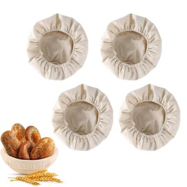 4 Pack 10 Inch Oval Banneton Liners Reusable Cotton and Linen Bread Proofing Basket Cloths