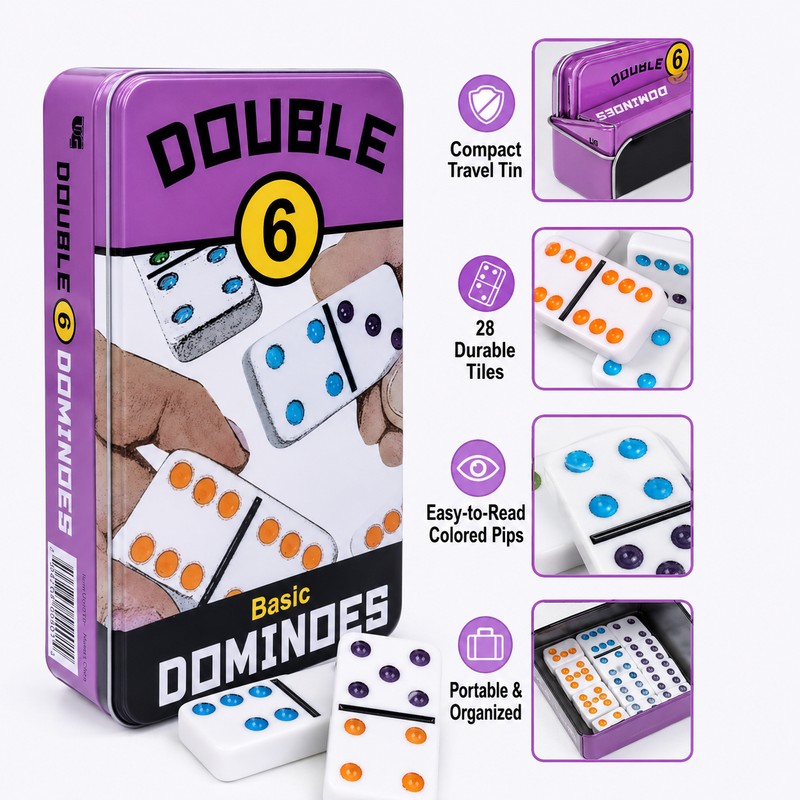 Double 6 Travel Domino Set for Family Game Night –