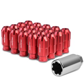 Auto Dynasty M12 x 1.5 Open End Style 20-Piece Aluminum Alloy Wheel Lug Nuts + Deep Drive Extension (Red)