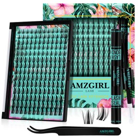 Lash Clusters Kit 168pcs Manga Lash Extension Kit Anime Cluster Lashes Natural Look with Waterproof Lash Bond and Seal Lashes Wet Look Ultra-Thin Invisible Lash Band(Autumn Leaves-Kit,D-10-18mm)