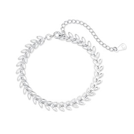 MARLION JEWELS Women's Bracelet with Herringbone Leaves Gold-Plated / Silver-Plated Surgical Steel Women's Bracelet Ideal for Valentine's Day and Mother's Day Gift, Birthday... Jewellery Women's