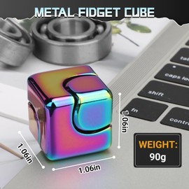 Fidget Toys Cube, Fidget Spinner Cube for Adults, Gadgets Desk Office Toys Fidget Sensory Toy, Leisure Stress Relief Tabletop Toy as Gift for Kids/Girls/Teens and Men (Rainbow)