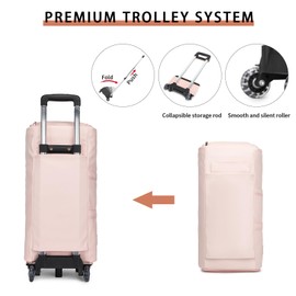 seyfocnia Rolling Garment Bag,Convertible Wheeled Garment Bag with Shoe Compartment for Travel Overnight Carry On Duffle Bag-Pink