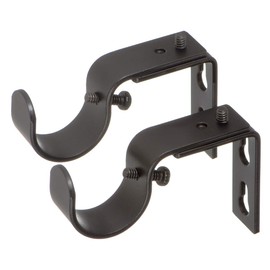 Ivilon Short Projection Brackets for Curtain Rods - for 1 or 1 1/8 Inch Rods. Set of 2 - Antique Black