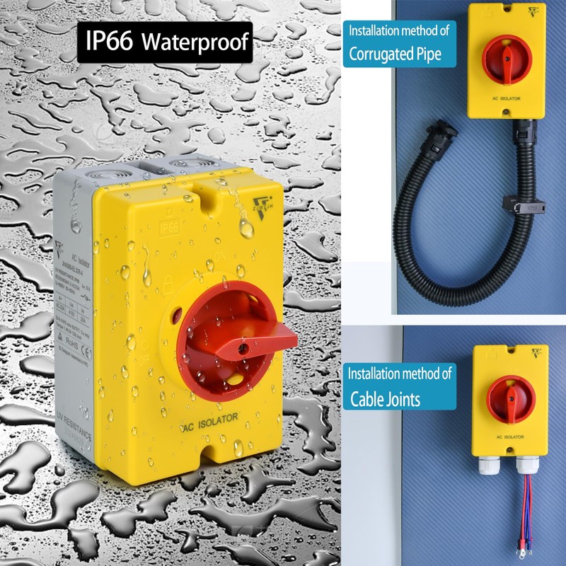 20 Disconnect Switch Box Outdoor, Isolator Switch, 4 Pole, IP66