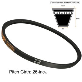 TA-VIGOR A-26 Drive V-Belts 26" Inner Circumference 13mm/ 1/2" Width, Wrapped Rubber Transmission Belt for Compressors, Pumps, Air Conditioning Systems