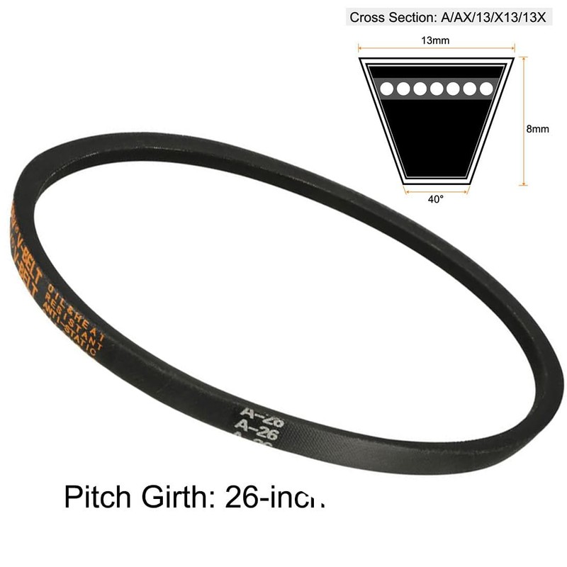 TA-VIGOR A-26 Drive V-Belts 26" Inner Circumference 13mm/ 1/2" Width,