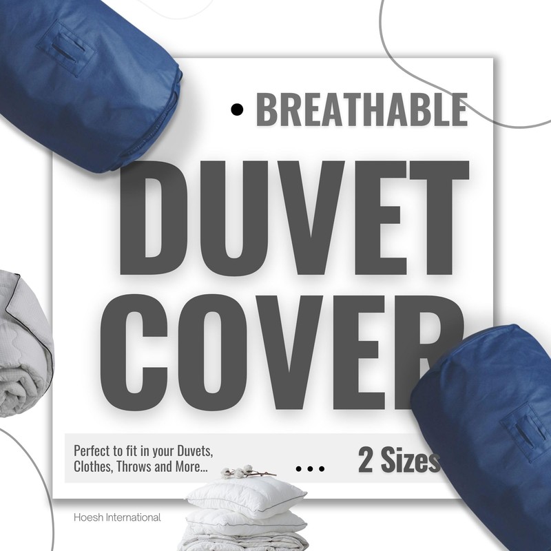 Hoesh UK Navy Double Duvet Storage Bag - Breathable Cotton