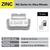 CKAuto MC-Series Zinc Clip on Wheel Weights 0.5oz, 1/2oz, Coated,