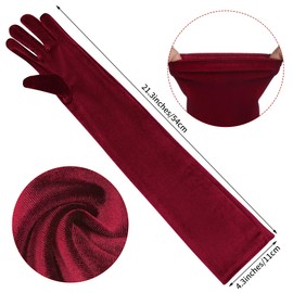 Lystaii Women Long Velvet Gloves for Women Elbow Length 1920s Opera Costume Flapper Evening Banquet Party (Wine Red)