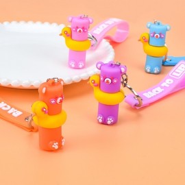New Cartoon Bear Doll Yellow Duck Swimming Ring Keychain lf1871 Swimming Ring Bear - Purple 30ea