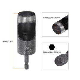 sourcing map Leather Hollow Punch Hex Shank for Drills, 25mm Dia Hole Punch for Thick Fabrics Leathercraft Working