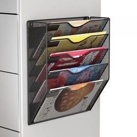 Soporte magnético de archivos de 5 niveles, organizador de archivos de pared sin perforación, contenedores de carpetas de archivos, estante para corre