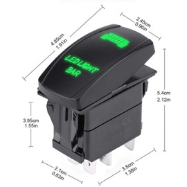 Toggle Rocker Switch, Rocker Switch 12V 24V ON/Off Toggle LED Light Switch 5 Pin Waterproof SPST ON-OFF LED Light Bar Rocker Switch for Car Boat Truck Green