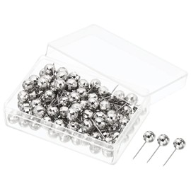 PATIKIL Push Pins, 100 Pack Round Head Decorative Map Tacks Thumb Steel Point for Office Cork Board, Silver