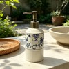 Blue Floral Ceramic Soap Dispenser 8.8Oz with Pump