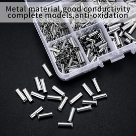 600 Pcs Wire Ferrules Kit, Non-Insulated Ferrule Crimp Terminals, Wire Ferrules Cable Cord Pin End Crimp Terminal Connectors, Butt Connector Mini Bare Tube Ferrule for Electrical Project