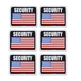 RYNO GEAR Embroidered Sew-On Patch Bundle for Uniforms. (Security American Flag Patch, Pack of 6)
