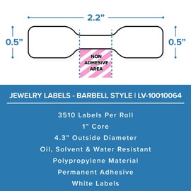 Datamax Jewelry Barbell Labels 2.2" x 0.5"