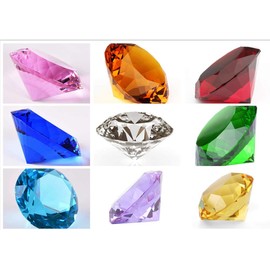 Zoogamo 2” / 60 mm Light Blue Diamond Shaped Glass Crystal Paperweight –Home Office Decor & Valentine's Day Gift Wedding Favors Centerpieces Decoration with Gift Box