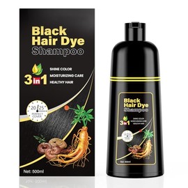 KINGMING Champú de tinte para cabello negro 3 en 1 para cabello gris, champú de color de cabello para mujeres y hombres, cobertura de cabello gris, in
