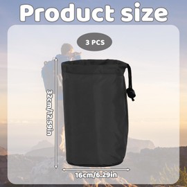 3Pcs Waterproof Drawstring Bag, Waterproof Sleeping Bag Cover & Compression Sack for Camping, The Drawstring Closure Ensures Easy Access and Storage, Hiking, Travel, Round Bottom Design, 16x32cm Black