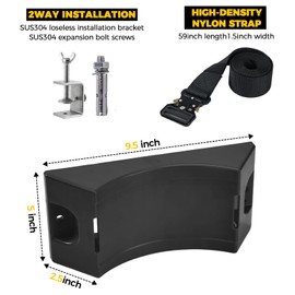 4 Pack Cylinder Wall Mounted Bracket,Heavy Duty Gas Cylinder Holder with Stainless Steel C Clamp,Propane Tank Holder with 59 Inch Straps & SUS 304 Screws,Black
