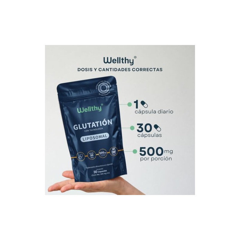 Wellthy Glutation Liposomal 500mg 30 Cápsulas. 1 Mes Completo de