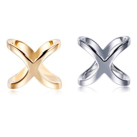 SYBL 2PCS Women Lady Girls Simple Fashion X Shape Scarves Buckle Scarf Clip Scarf Ring Wrap Clamp Silk Scarf Clasp Holder for Clothing Neckerchief Shawl (Golden + Silver)