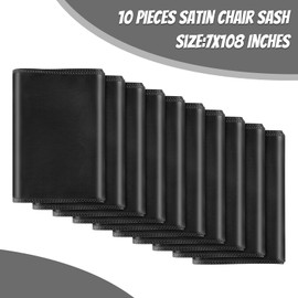 Bouiexye 10 PCS Black Satin Chair Sashes Bows Universal Chair Ribbon Ties Back Sash for Wedding Party Reception Events Banquets Hotel Event Chair Cover Decoration (Champagne 7x108 inch)