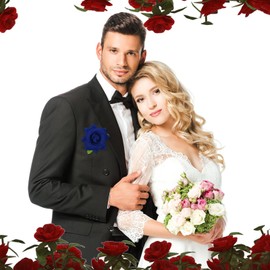 Yuxung 16 Pcs Men's Lapel Pins Handmade Satin Flower Boutonniere Pin Rose Flower Brooch for Suits Wedding Party Accessories (Elegant Style)