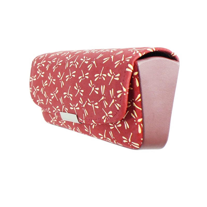 Indenya 4206-13-008 H Glasses Case, Deer Leather, Red Background x