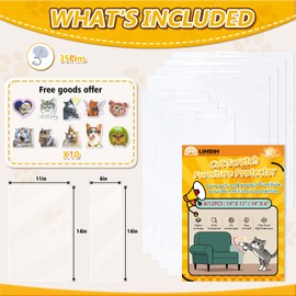 LIHBIH Anti Cat Scratch Furniture Protector, 8 Pcs Self-Adhesive Couch Protector for Cat Claws, Heavy Duty Couch Cover Furniture Protectors from Cats Scratching Tape for Sofa, Corner, Door, Chair