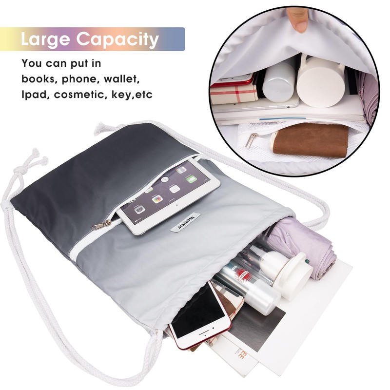 WANDF Drawstring Backpack String Bag Sackpack Cinch Water Resistant Nylon