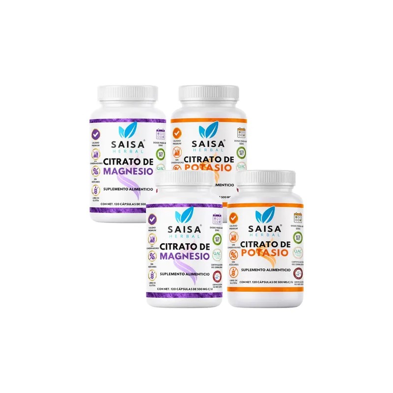 Citrato Magnesio Potasio 240 Cápsulas Saisa Herbal Suplemento Alimenticio Energía