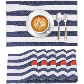 Ruvanti Placemats 100% Cotton 13x19 Inch, Dining Table Placemats Set of 6, Modern Place Mats for Dining Table Decor, Kitchen & Table Linens, Coffee Mat for Christmas Dinners - Watermelon