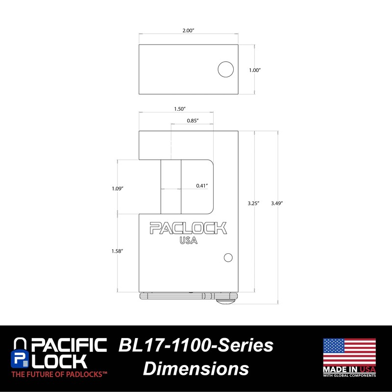 PACLOCK's BL17A-1100, Keyed Different, Black Anodized Aluminum