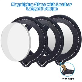 5X Magnifying Leather Necklace Optical Magnifier Lens for Library Reading Print Zooming Increase Vision Gift