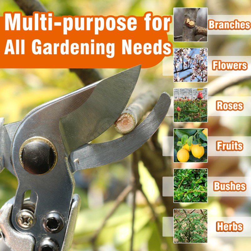 Gardzen 8" Bypass Prunning Shear Garden Scissors, SK5 Sharp Precision