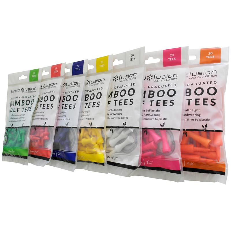 Brand Fusion Graduated Biodegradable Wooden Golf Tees, Eco Friendly