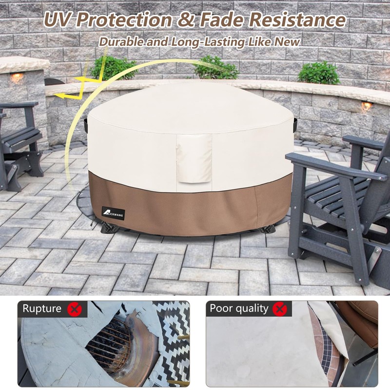 Alickwang Fire Pit Cover Round 50 Inch Waterproof,Outdoor Heavy Duty