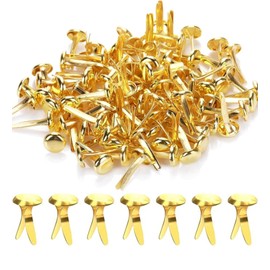 300pcs Mini Brads Fasteners, Paper Fasteners with Storage Box, Paper Brass Fasteners Brass Brads Round Fasteners for Kids Craft Art Crafting School Project Decorative Scrapbooking DIY Supplies (Gold)
