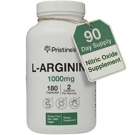PRISTINES- L Arginina 1000mg Cápsulas de Suplemento de Flujo Sanguíneo de Óxido Nítrico Abastecimiento para 90 Días Amino Pre Entrenamiento           
