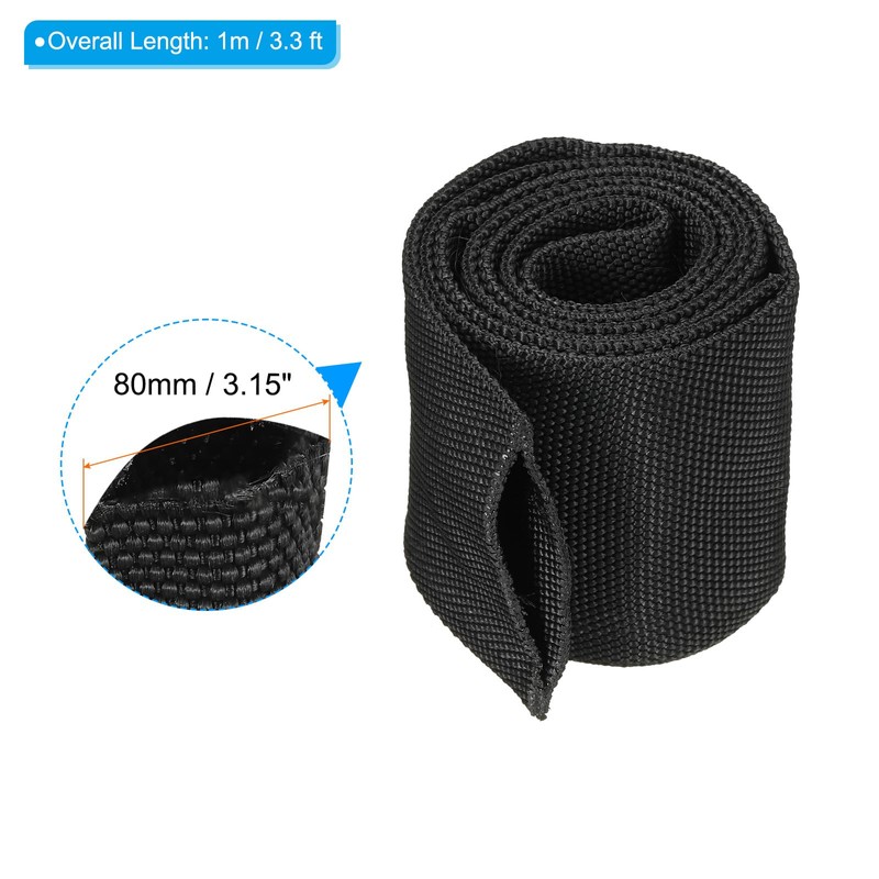 PATIKIL 80mm Inner Diameter 1M Nylon Protective Hose Sleeve Cable