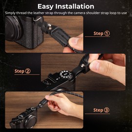 SMALLIRG Camera Neck Shoulder Strap, Adjustable Braided Camera Shoulder Strap with O-Ring and Leather Pad for DSLR or Mirrorless Camera, Black - 4882