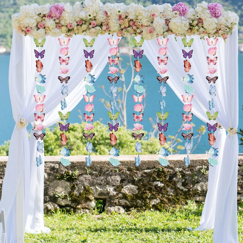 U-Vathing 8 Piece Butterfly Paper Garland, 3D Butterfly Hanging Garland,